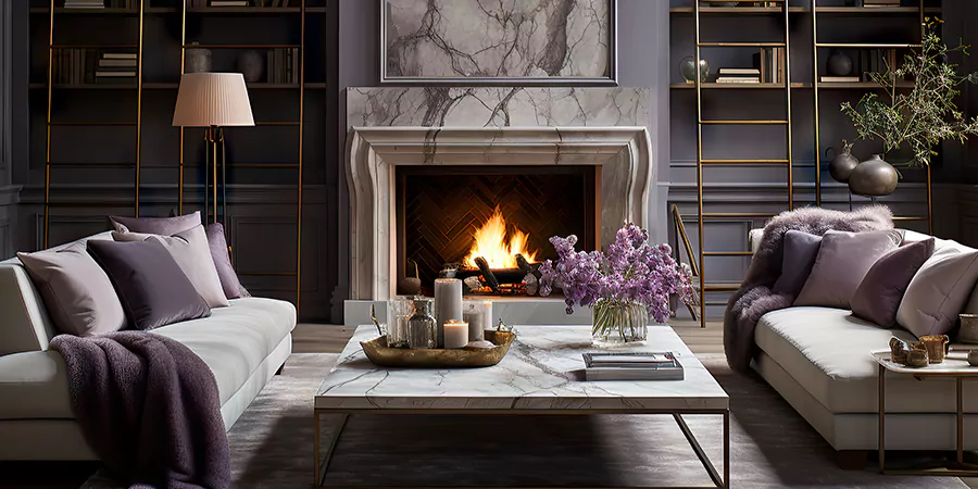 Modern Tile and Stone Fireplace Design Woodbridge